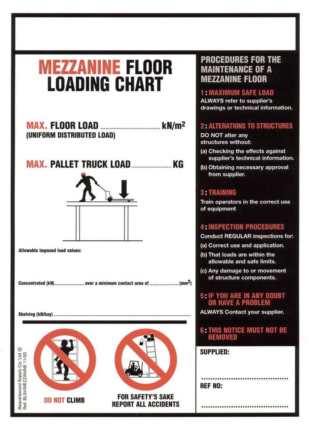 Mezzanine Floor Load Notice